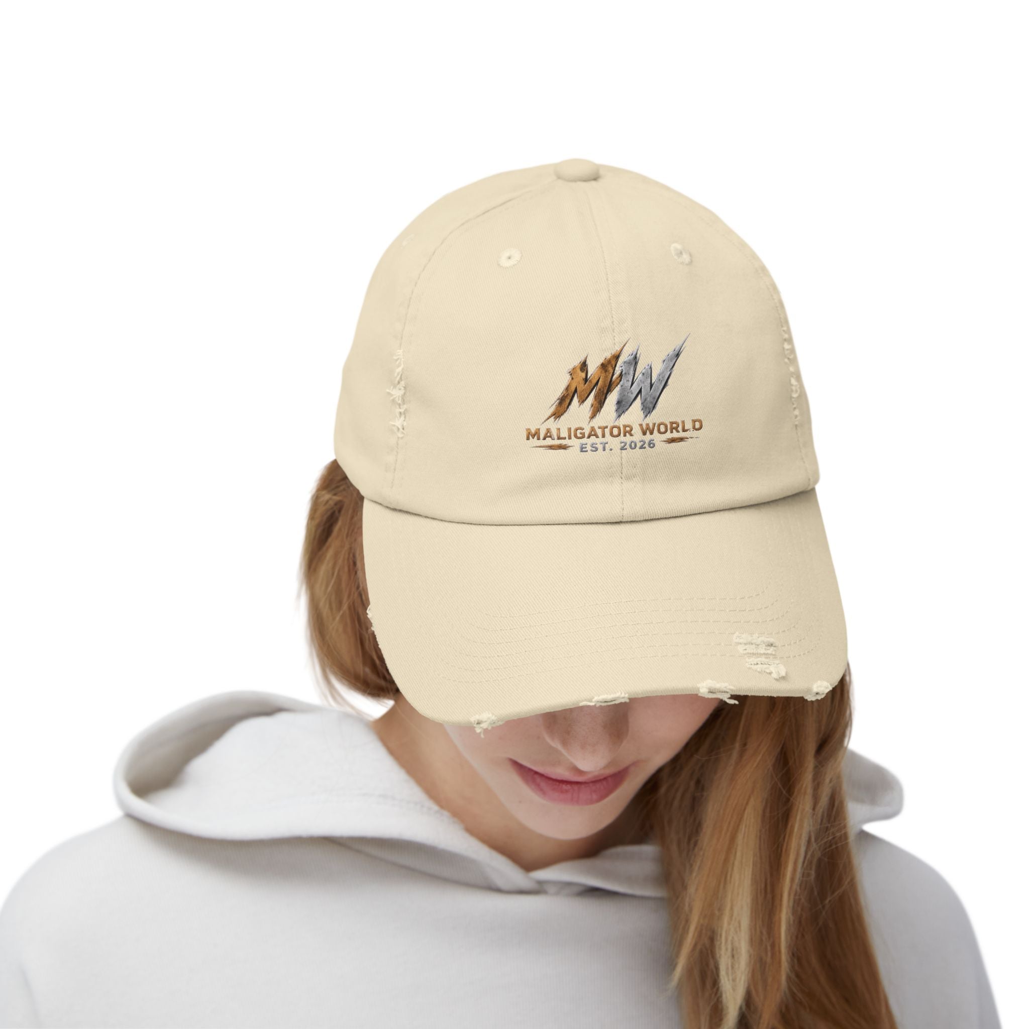 Distressed Maligator Dog Patch Cap — Vintage Black Baseball Hat