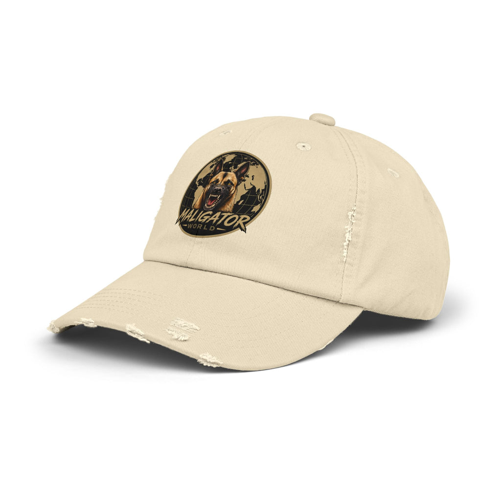 Distressed Maligator Dog Patch Cap — Vintage Black Baseball Hat