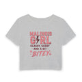 Malinois Girl Baby Tee — "Classy, Sassy and a Bit Bitey" Graphic Crop Top