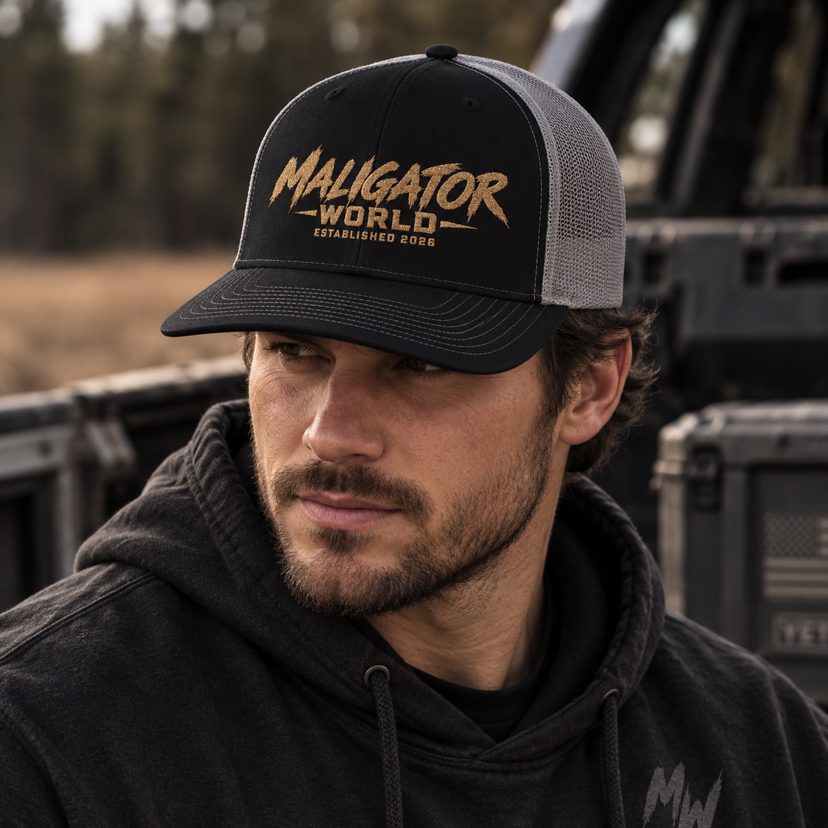 Malinois Trucker Cap — "Maligator World" Embroidered Snapback