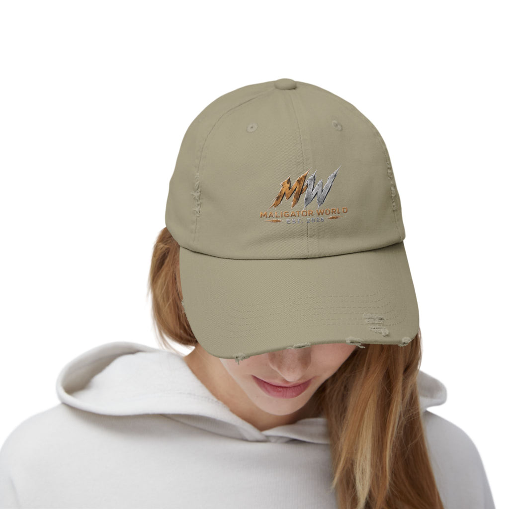 Distressed Maligator Dog Patch Cap — Vintage Black Baseball Hat