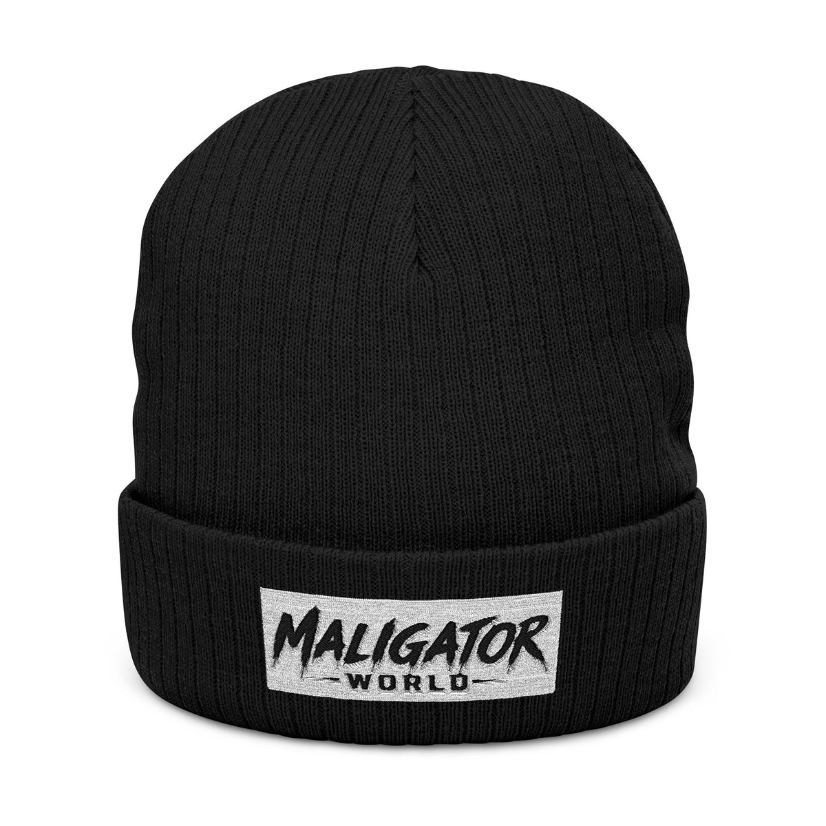 Embroidered Ribbed Beanie — 'Maligator World' Patch Knit Hat