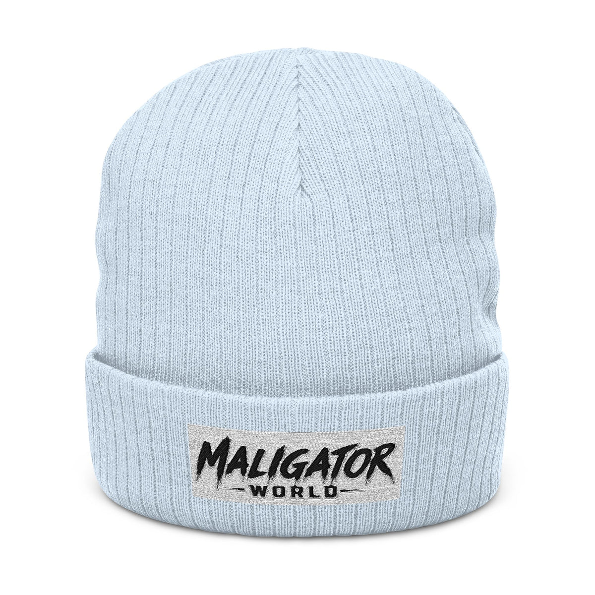 Embroidered Ribbed Beanie — 'Maligator World' Patch Knit Hat
