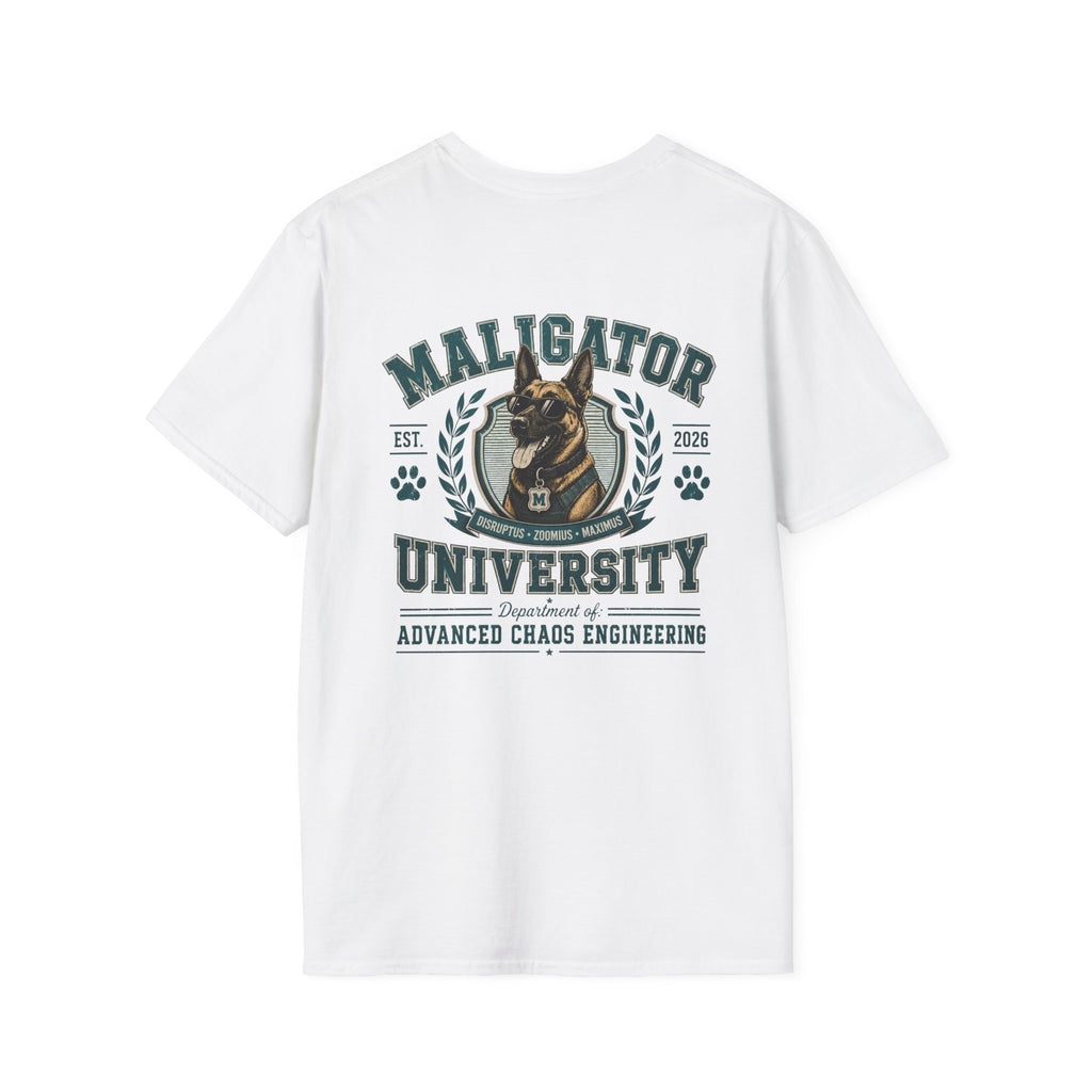 Maligator University Dog Mascot T-Shirt | K9 College Logo Tee