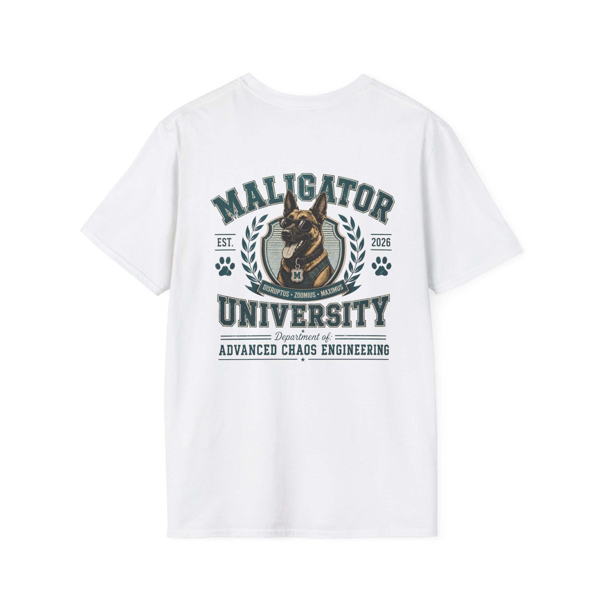 Maligator University Dog Mascot T-Shirt | K9 College Logo Tee