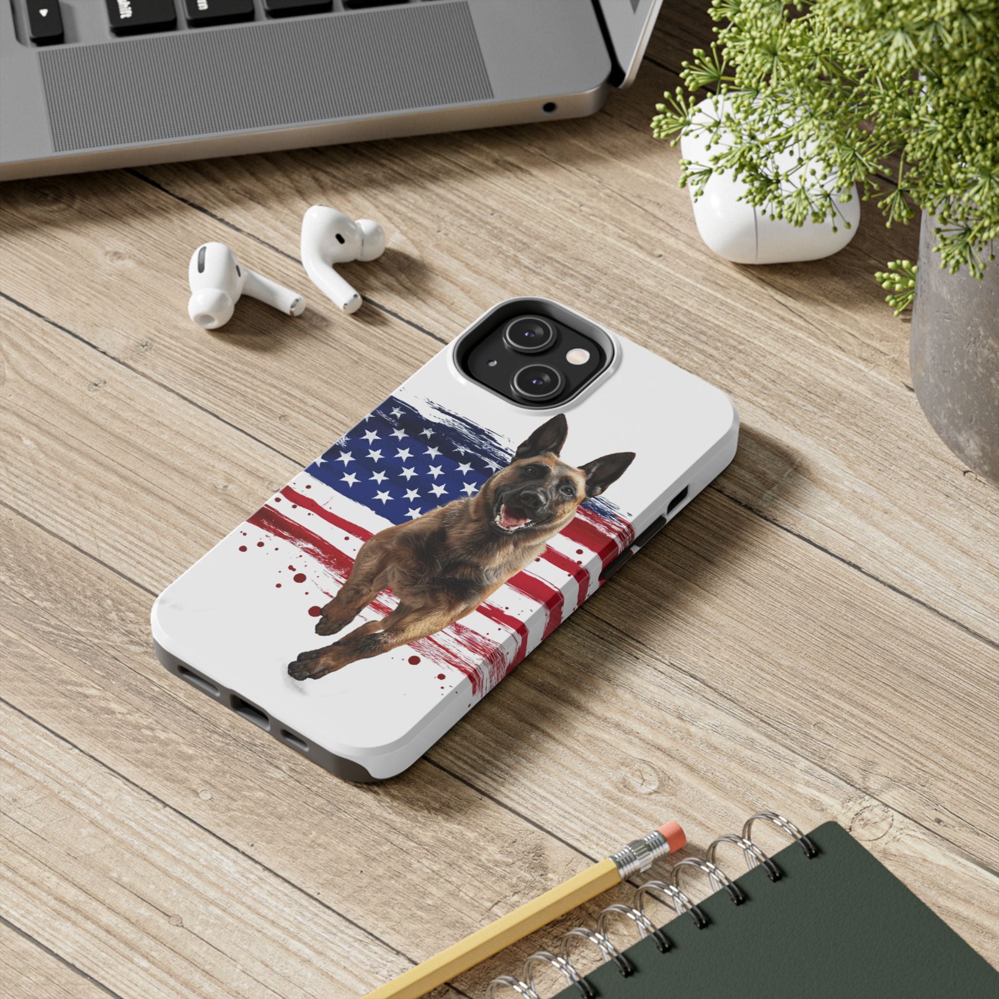 Patriotic Belgian Malinois Phone Case | American Flag K9 Protection
