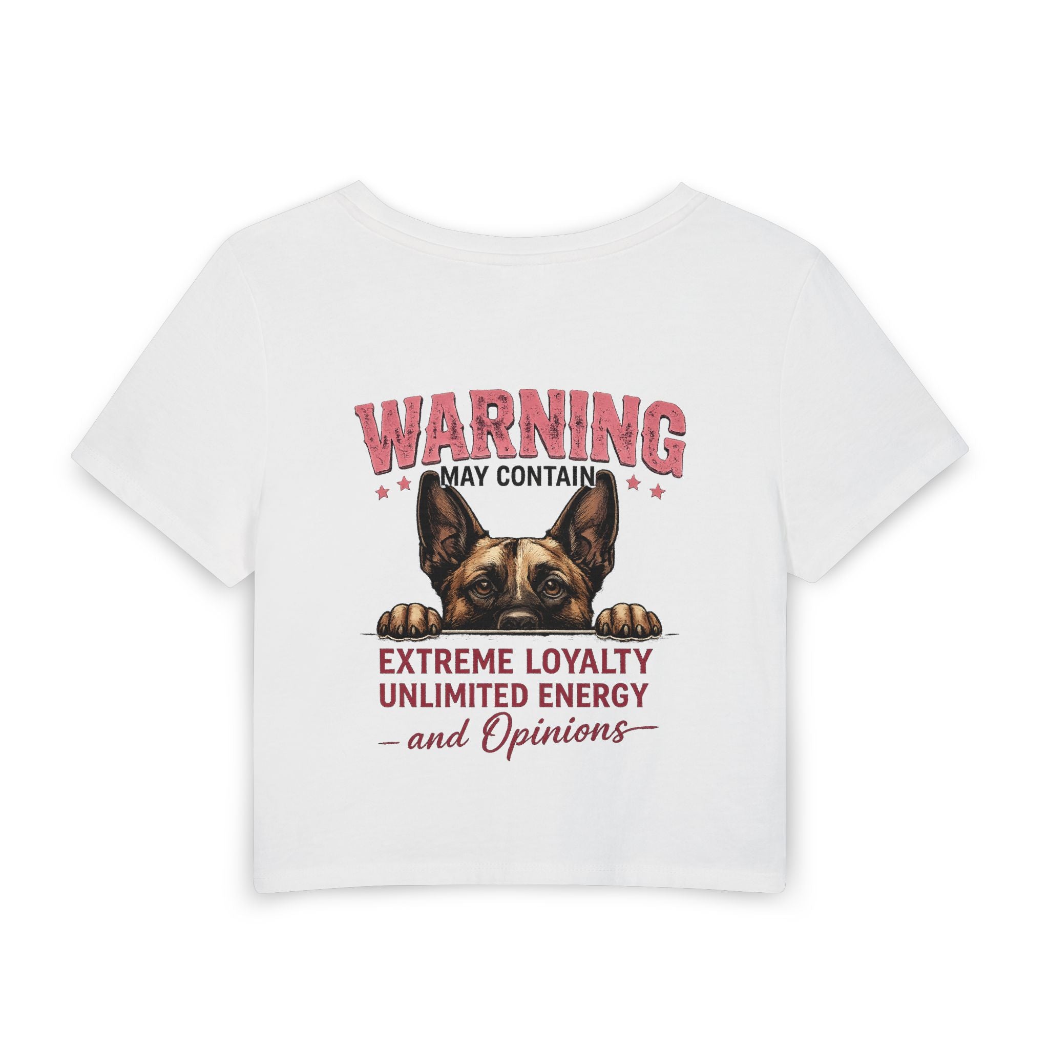 Malinois Girl Baby Tee — "Classy, Sassy and a Bit Bitey" Graphic Crop Top