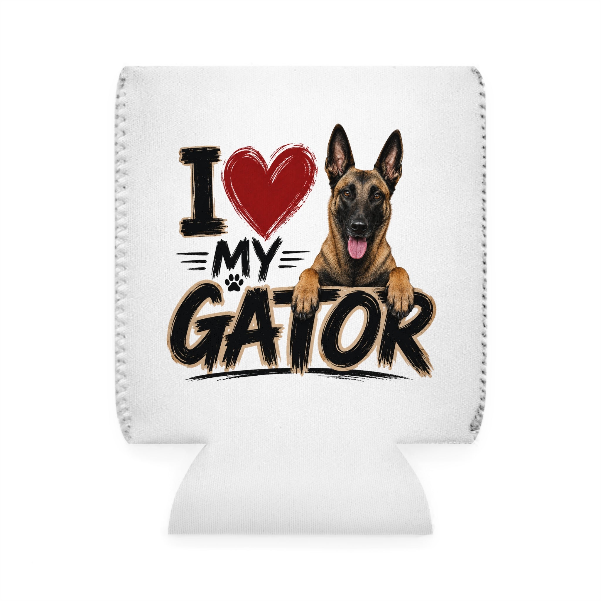 I Love My Gator Can Cooler Sleeve | Dog Paw Graphic
