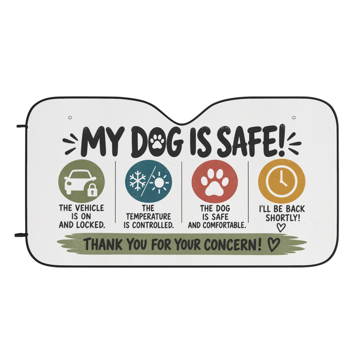 Car Sun Shade — "My Dog Is Safe!" Keep Pets Cool & Secure Windshield Visor
