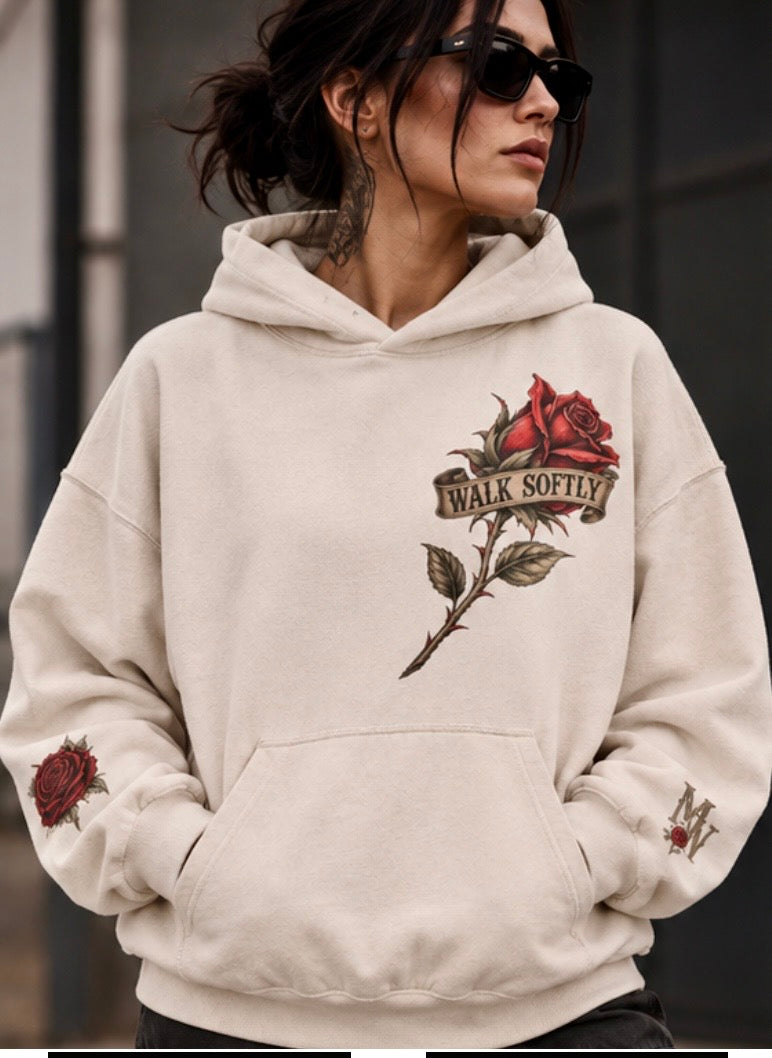 Tattoo Series // Walk Softly Tattered Hoodie