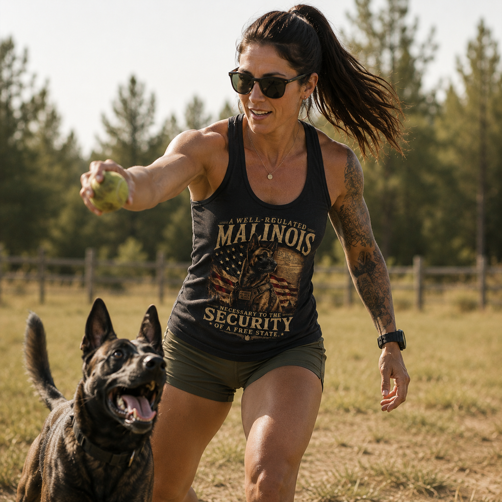 "Constitutional Malinois" Racerback Women's Tank
