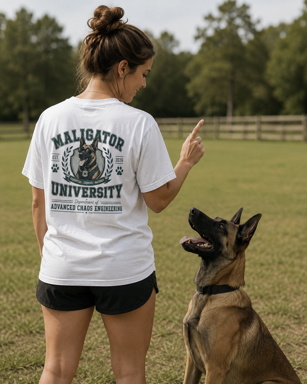 Maligator University Dog Mascot T-Shirt | K9 College Logo Tee