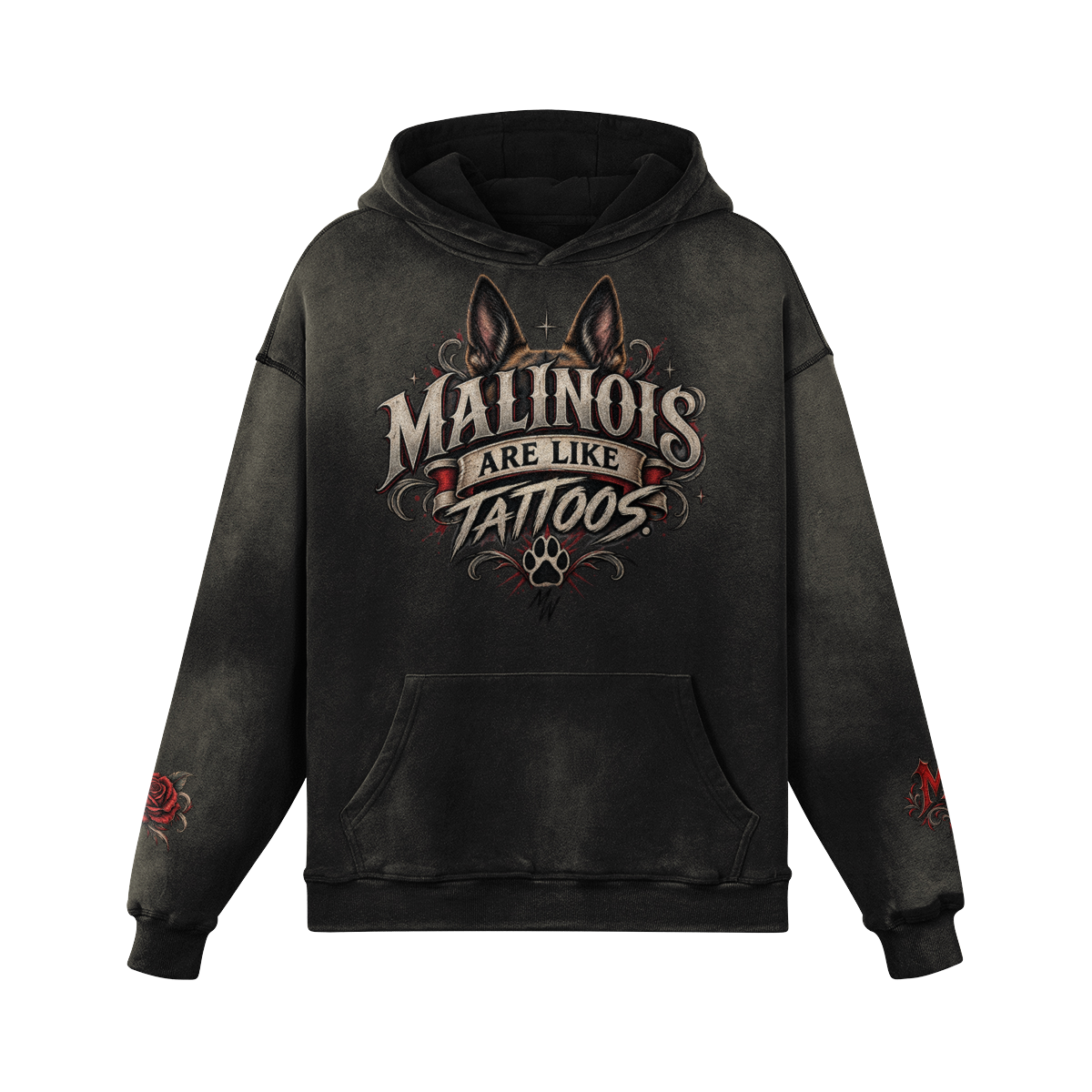 Malinois Tattoo Hoodie (Front) 